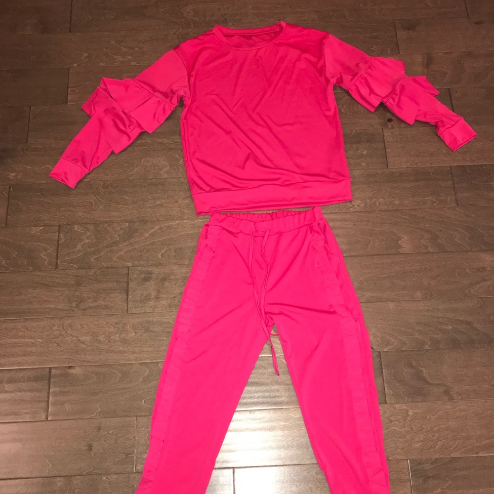 Hot Pink 2 Piece Pants Top Set-Never Worn